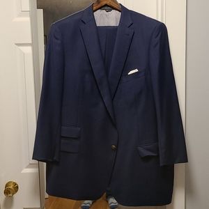 Navy Houndstooth Wool Suit